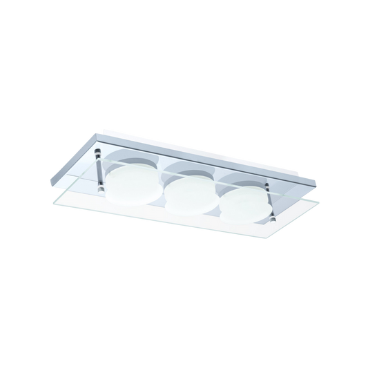 EGLO LED Loftlampe 3x6W 830 1350lm 11,5x33cm Chrom/Glas