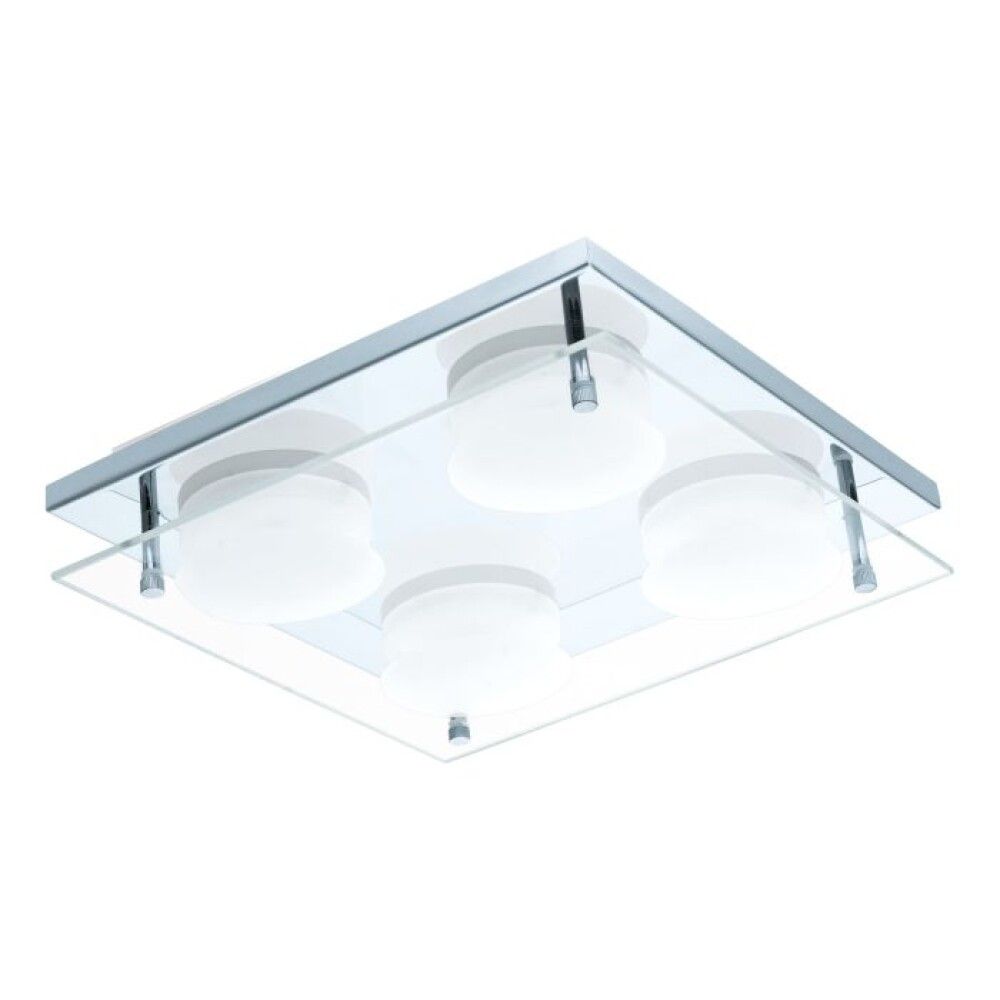 EGLO LED Loftlampe 4x6W 830 1800lm 22x22cm. Chrom/Hvid/Glas