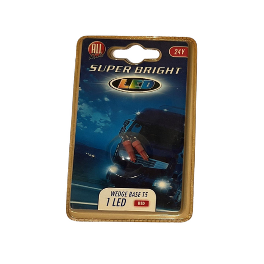 All Ride LED Autopære 24V 1 LED Rød T5