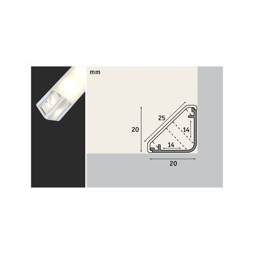 Paulmann LED Bånd Tilbehør Delta Profil 2m Alu/Satin