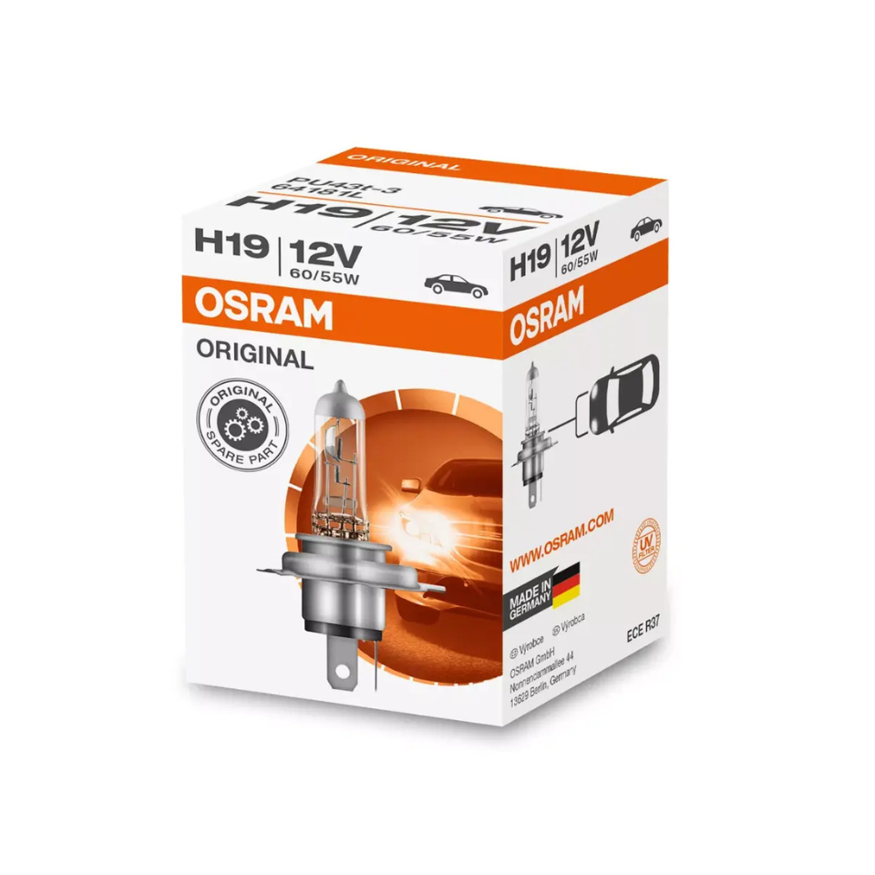 Osram Autopære H19 60/55W 12V 1750/1200lm PU43t-3