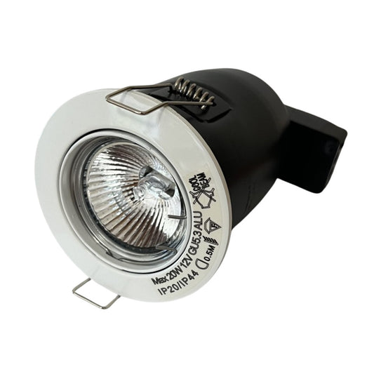 Flash Light Downlight MR16 GU5.3 Ø83mm Kipbar 12V m/Bagdåse Hvid