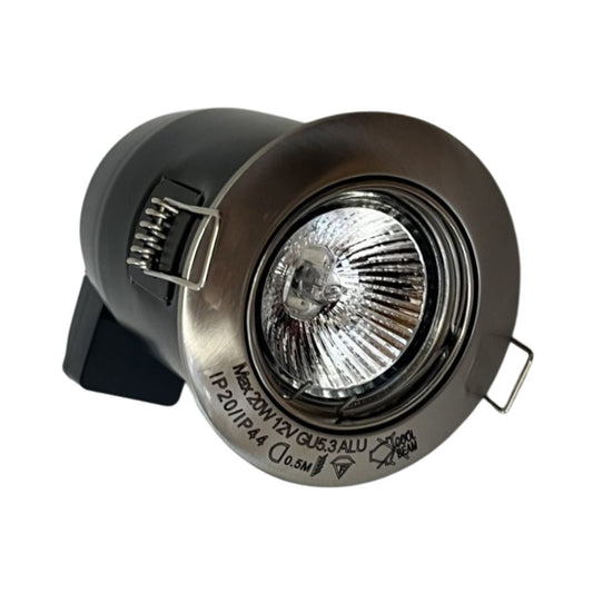 Flash Light Downlight MR16 GU5.3 Ø83mm Kipbar 12V m/Bagdåse Børstet Stål