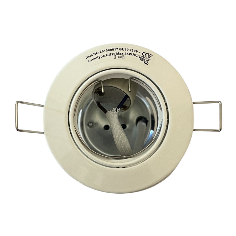 Downlight GU10 230V Ø82mm Kipbar m/Bagdåse Hvid