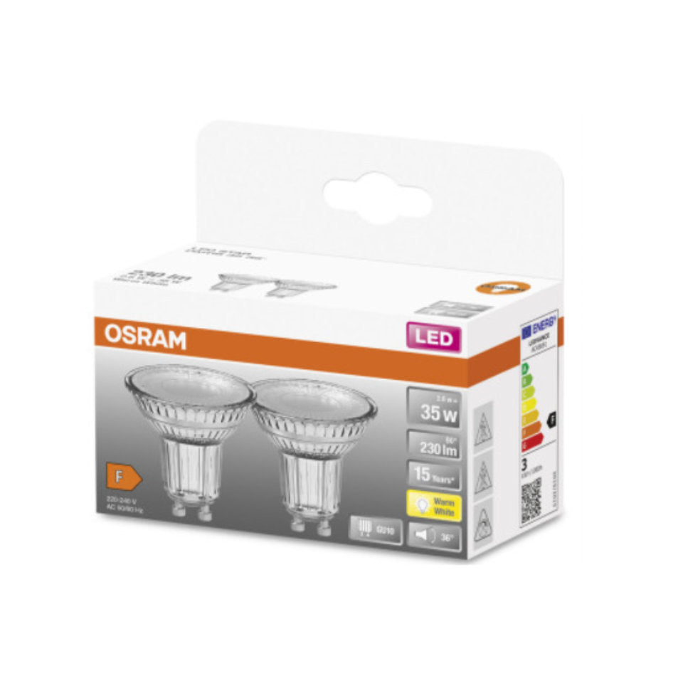 Osram LED GU10 2,6W(35W) 827 230lm 36° Klar 2-Pak