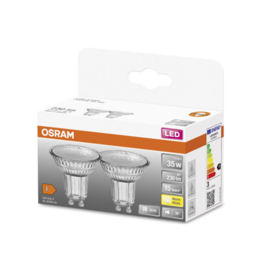 Osram LED GU10 2,6W(35W) 827 230lm 36° Klar 2-Pak