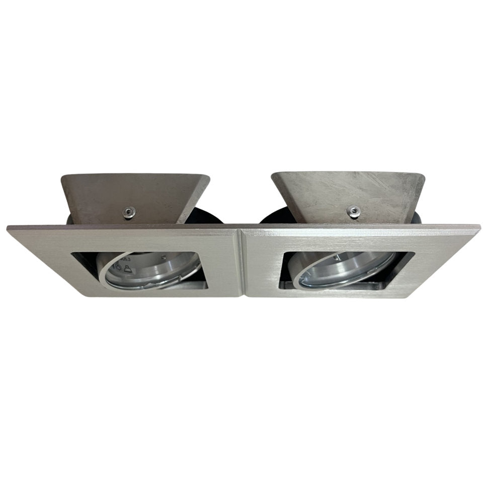 Rutec Downlight 2xMR16 GU5.3 20x10cm Kipbar 12V Børstet Aluminium