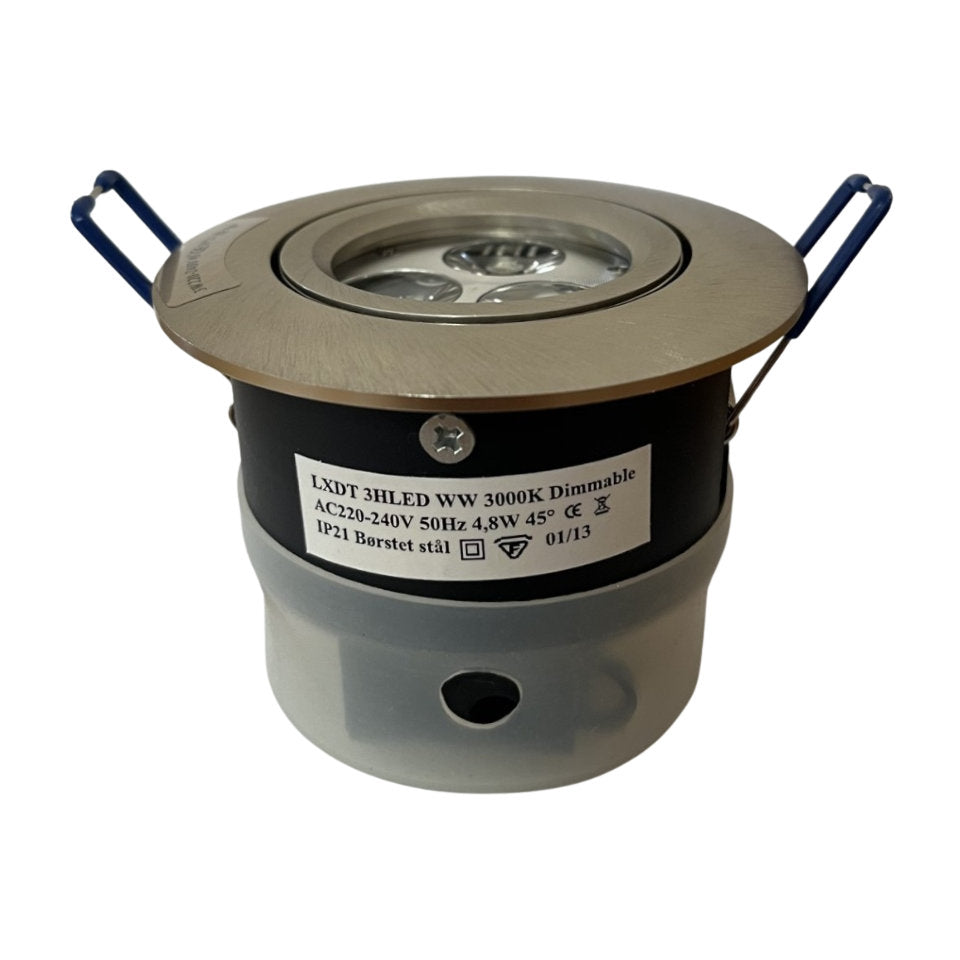 LED Downlight 4,8W 830 230lm Dim Ø86mm Kipbar 230V IP21 Børstet Stål