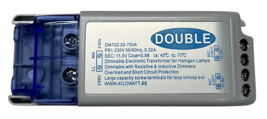 Double Transformer 20-70W 12VAC Dim