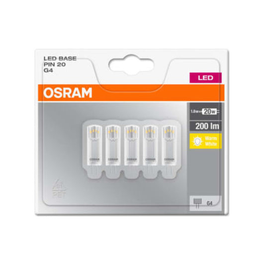 Osram LED G4 1,8W(20W) 827 200lm Klar 5-Pak