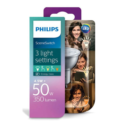Philips LED GU10 Sceneswitch 4,5W(50W) 822-827 345lm. 36° Grå