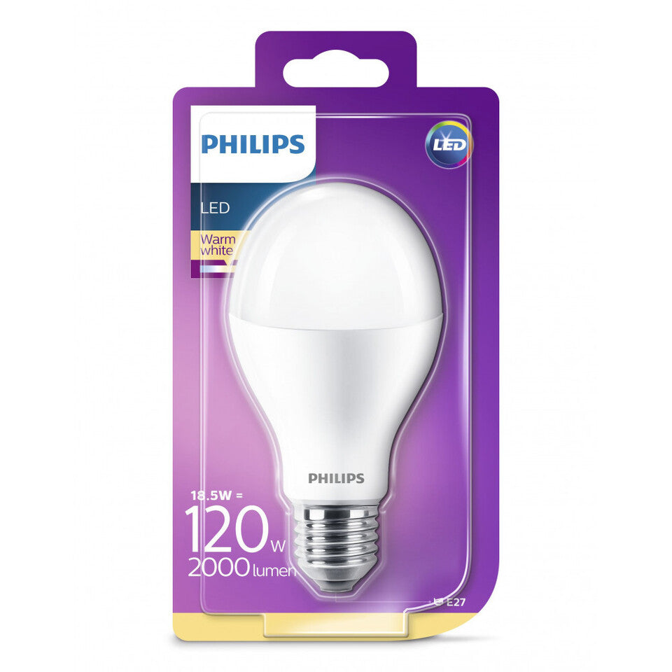 Philips LED Standardpære 18,5W(120W) 827 2000lm. Opal E27