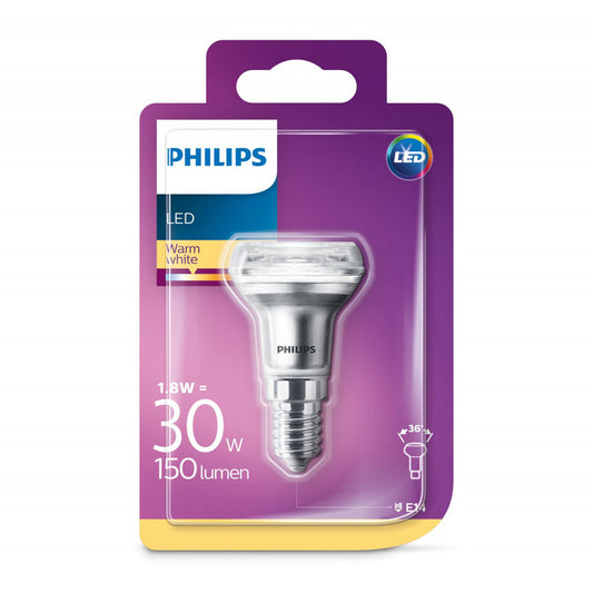 Philips LED Reflektorpære R39 1,8W(30W) 827 190lm. 36° Sølv E14