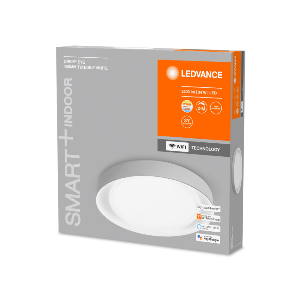 Ledvance Smart+ LED Loftlampe Orbis Eye 34W TW WiFi Ø490mm. Grå