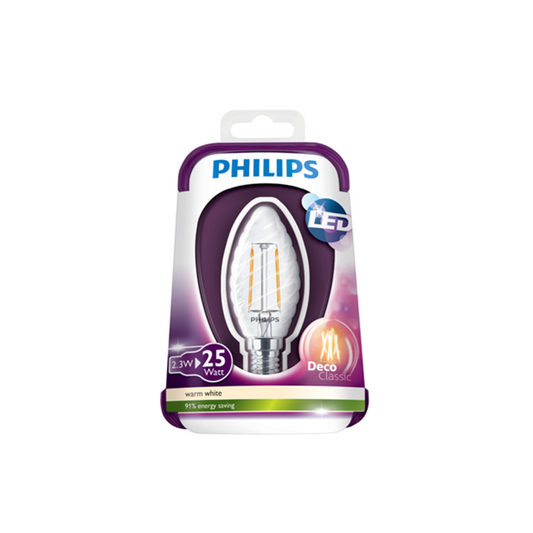 Philips LED Kertepære 2,3W(25W) 827 250lm Klar Snoet E14