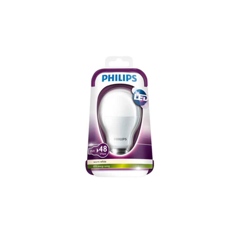 Philips LED Standardpære 8W(48W) 827 600lm Opal E27