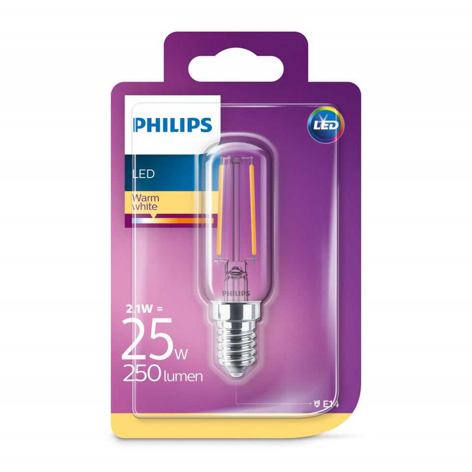 Philips LED Rørpære 2,1W(25W) 827 250lm. Klar E14